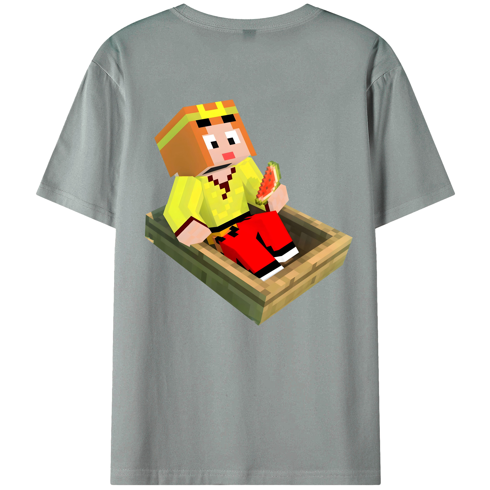 （画像用） マインクラフト ブロックの世界 Minecraft MC Block world 綿100％ メンズ半袖Tシャツ（バックプリント） 通気性